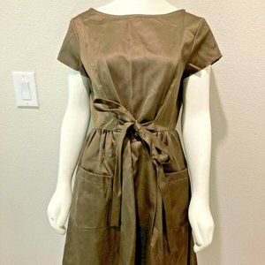 PHILOSOPHY Di Alberta Ferretti s/s Brown Dress w/Lace/Button Up Back Size 10